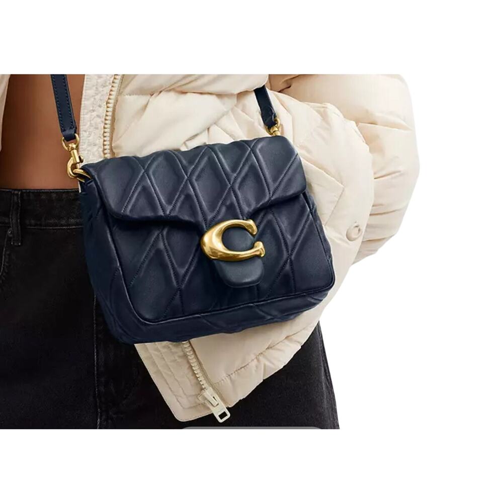 Coach Navy Blue Times Square Tabby, Crossbody bag with brushed gold hardware NWT - Picture 2 of 12